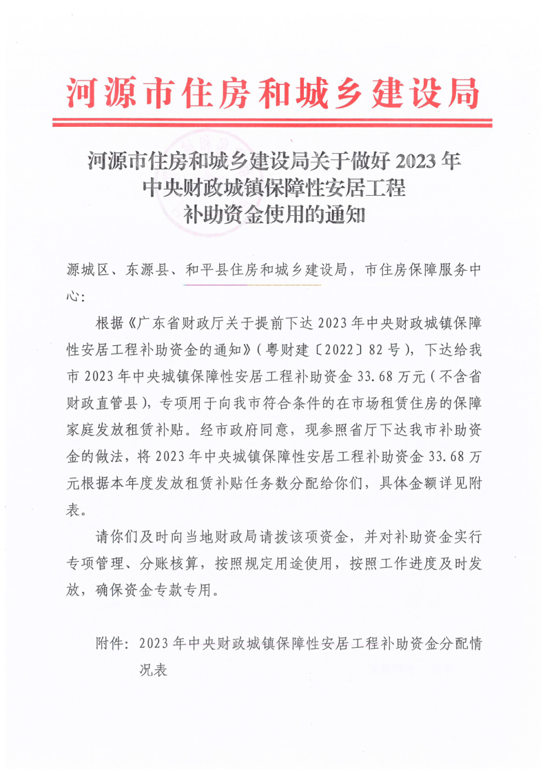 河源市住房和城乡建设局关于做好2023年中央财政城镇保障性安居工程补助资金使用的通知_1.png